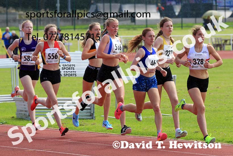 Womens under-17s 3000 metres, 2023 Northern Under-13s, Under-15s and Under-17s, Middlesbrough.  Photo: David T. Hewitson/Sports for All Pics